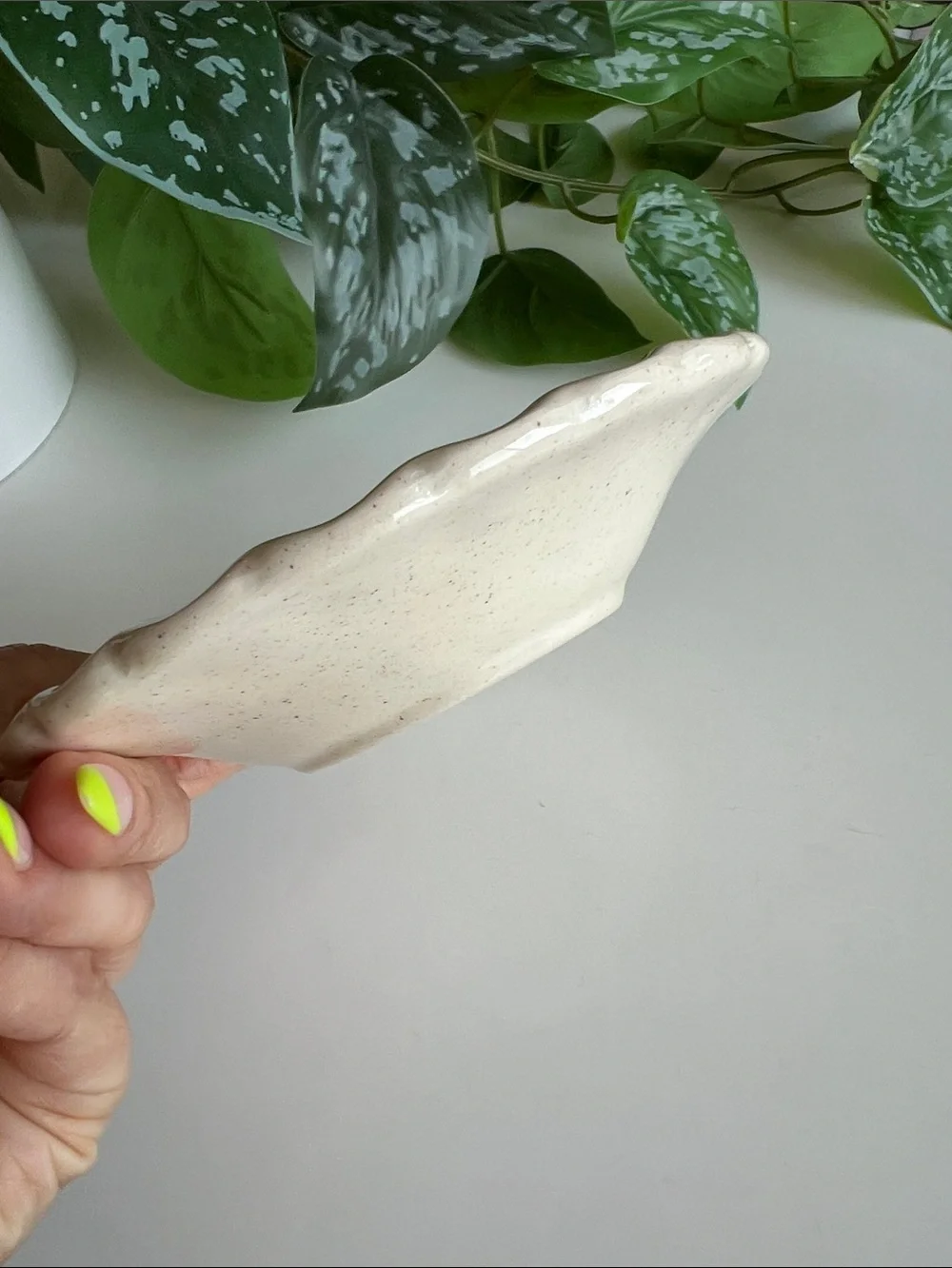 Vintage Speckled Floral Ceramic Trinket Jewelry Dish Decor